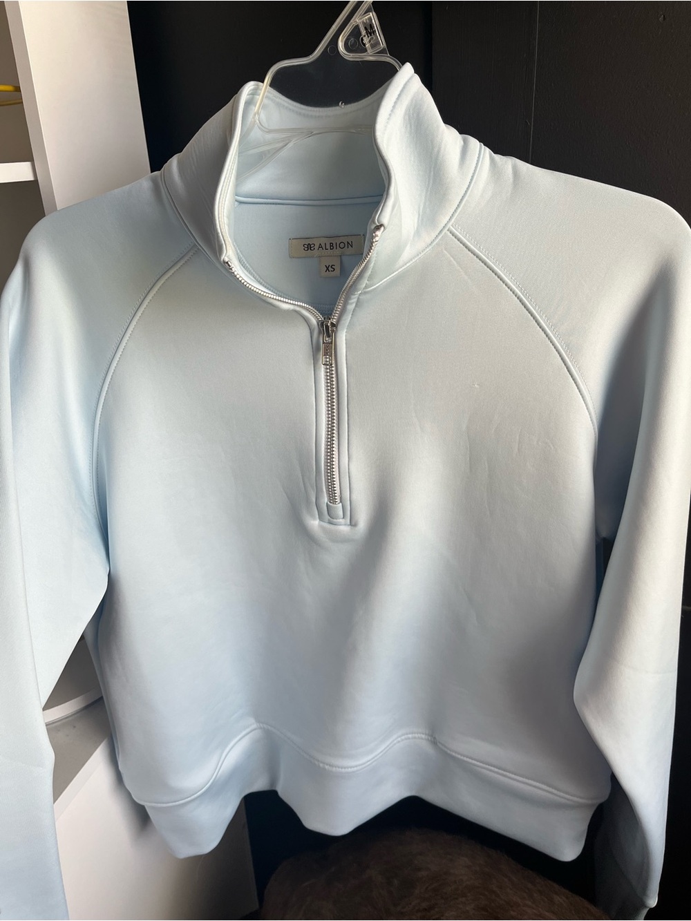 Albion fit Pale Blue Half-Zip Sweatshirt